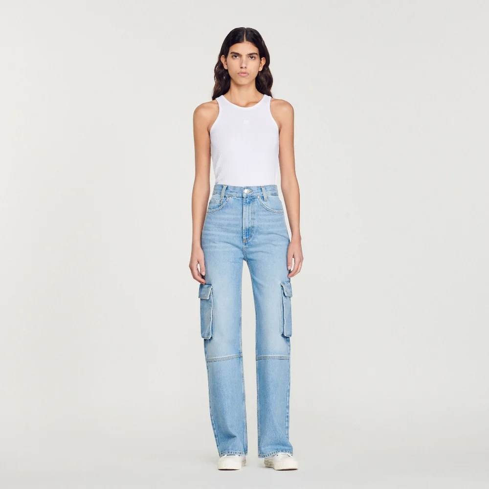 SANDRO High Rise Cookie Cargo Jeans - Picture 2 of 13